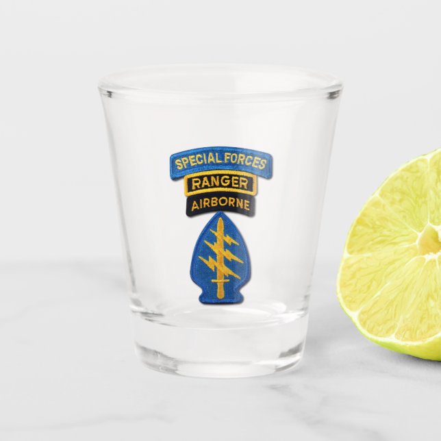 SFGA SFG Special Forces Group Green Berets Veteran Shot Glass (Front)