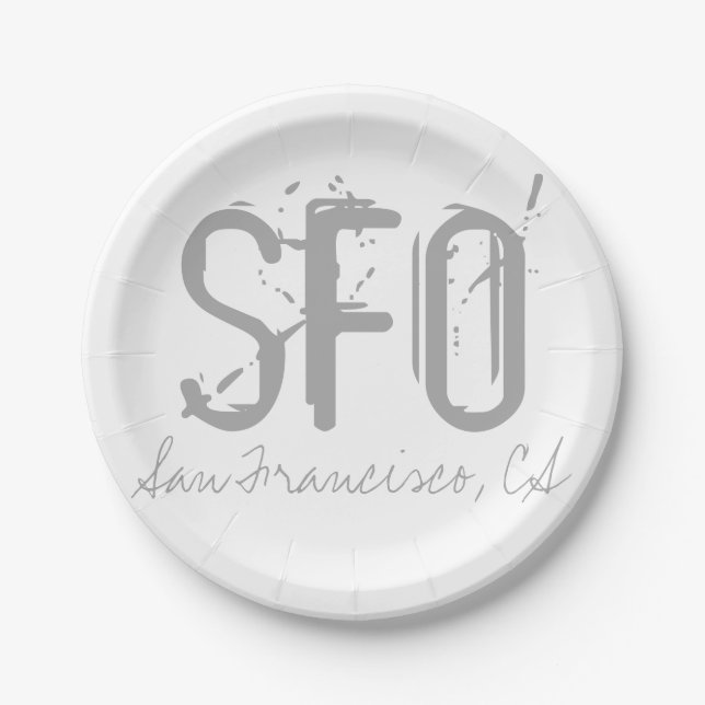 SFO San Francisco Typography Paper Plate (Front)