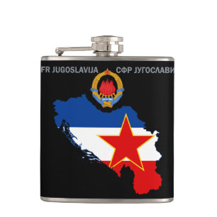 SFR Yugoslavia - Map - Emblem - Flag Hip Flask