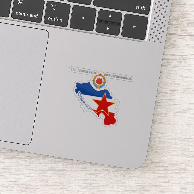 SFR Yugoslavia - Map - Emblem - Flag Vinyl Sticker (Detail)