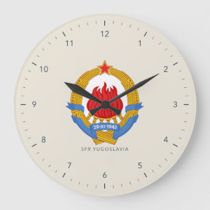 SFR Yugoslavia State Emblem on an Ivory Dial Large Clock
