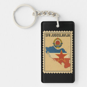 SFR Yugoslavia Vintage Socialist Map Stamp Keychain