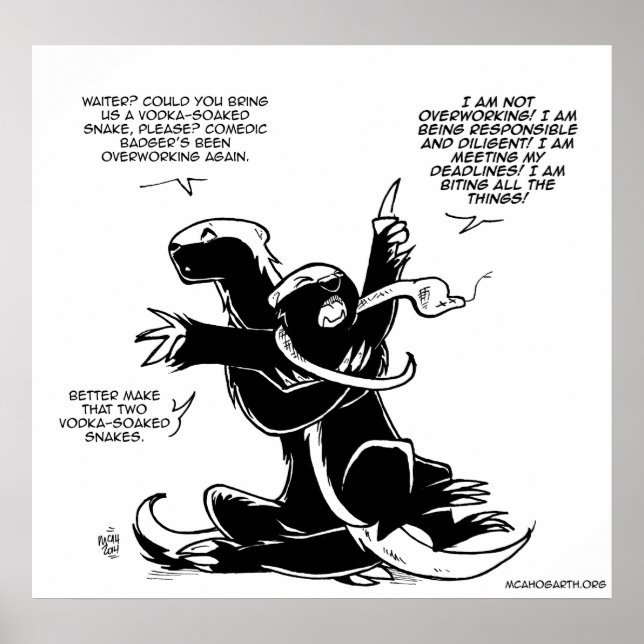 SFWA Honey Badgers: Overworking Poster (Front)