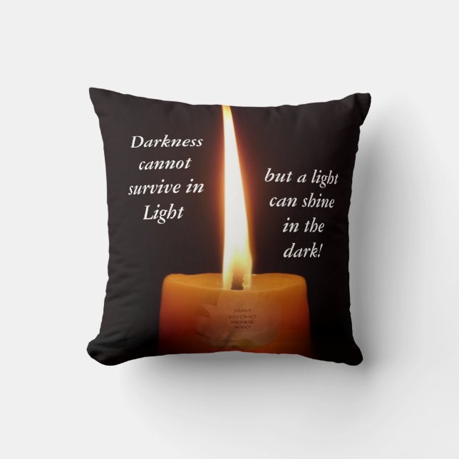 SGI Buddhist Pillow with Lotus Candle and NMRK (Front)