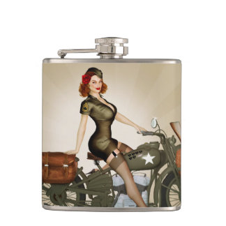 Sgt. Davidson Army Motorcycle Pinup Flask