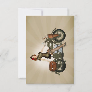 Sgt. Davidson Army Motorcycle Pinup Thank You Card