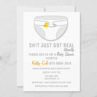 Sh!t Just Got Real Diaper Baby Shower Invitation