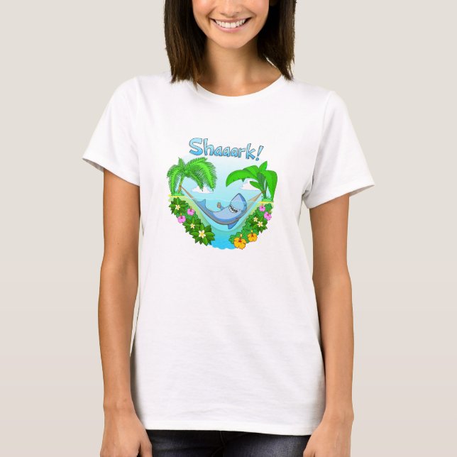 Shaaark dans un T-shirt de blanc de dames d'hamac (Devant)