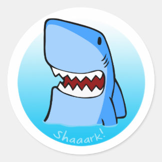 Shaaark in water - round sticker