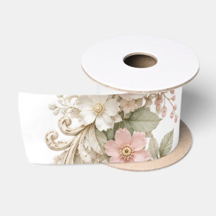 shabb chic flower wreath ribbon satin ribbon