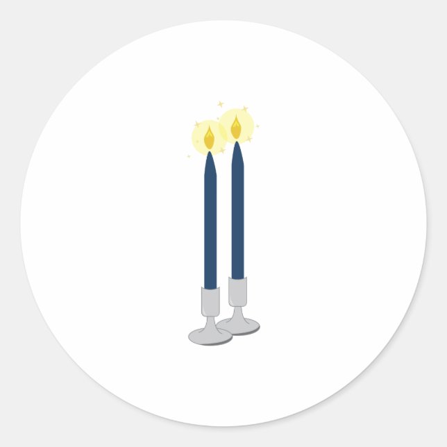 Shabbat Candle Classic Round Sticker (Front)