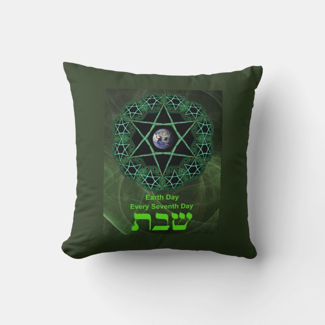 Shabbat - Earth Day Throw Pillow (Front)