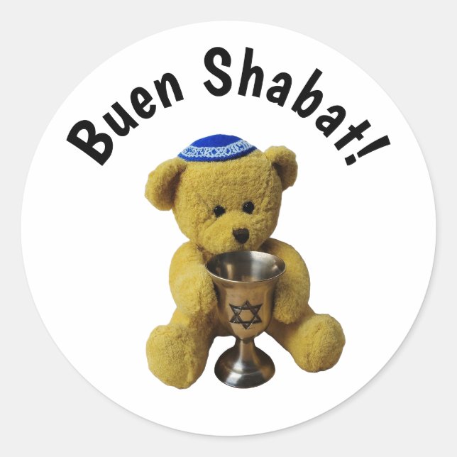 Shabbat Ladino Teddy Bear Sticker (Front)
