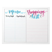 Shabbat Shabbos Menu Shopping List Notepad