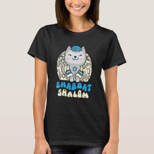Shabbat Shalom Cat  Kitten Happy Hanukkah Chanukka T-Shirt