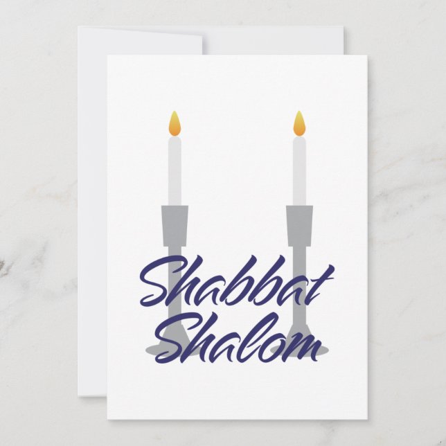 Shabbat shalom greeting and candlesticks Card (Front)