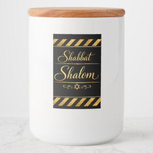 Shabbat Shalom Jewish Judaica Gold Black Luxury Food Label