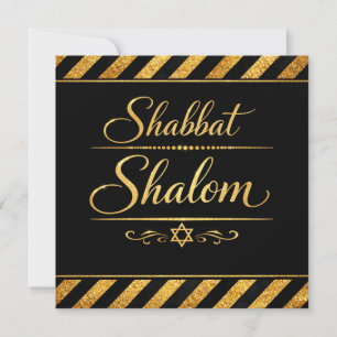 Shabbat Shalom Jewish Judaica Gold Black Luxury Thank You Card