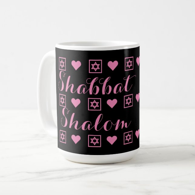 Shabbat Shalom Sabbath Coffee Mug (Front Left)