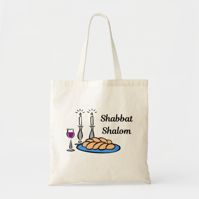 Shabbat Shalom Tote Bag (Front)