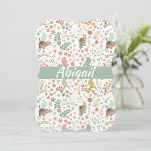 Shabby Birds & Branches Personalized Card
