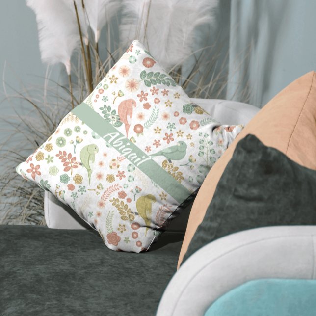 Shabby Birds & Branches Personalized Throw Pillow (Creator Uploaded)