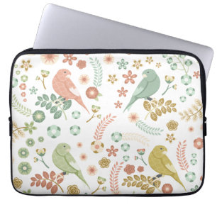 Shabby Birds & Branches White Laptop Sleeve