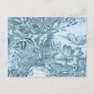Shabby Blue French Toile Postcard