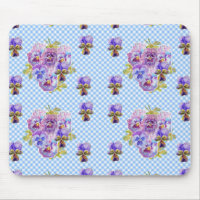 Shabby Blue Pansy floral Computer Mouse Mat Pad