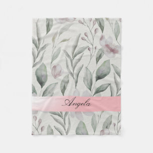 Shabby Blush Flowers Fleece Blanket