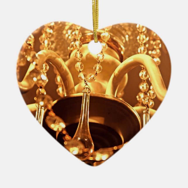 Shabby Chandelier Bling 1-Gold HEART ORNAMENT (Front)