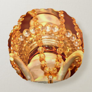 Shabby Chandelier Bling 4-Gold-ROUND THROW PILLOW