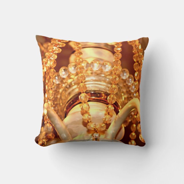 Shabby Chandelier Bling 4-Gold-Sq THROW PILLOW (Front)