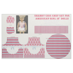 Shabby Chic 18" Doll Cut & Sew Chef Set Rose Blue Fabric