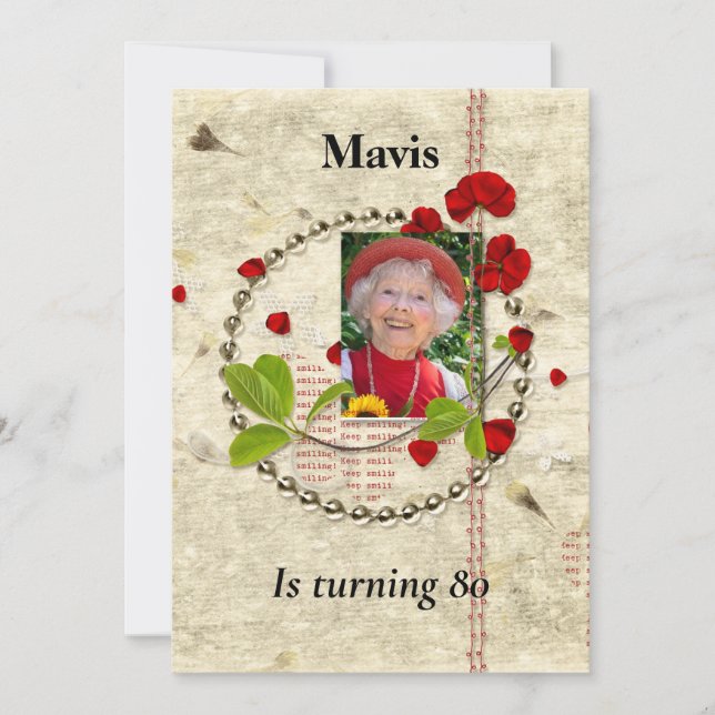 Shabby Chic Anniversaire Fête Invitation (Devant)