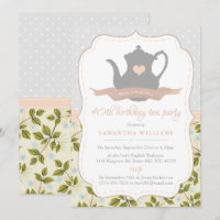 Shabby Chic Anniversaire Tea Party Invitation