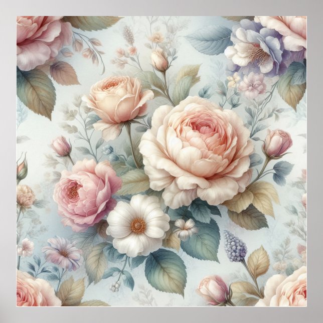 Shabby Chic Antique Rose  Poster (Front)