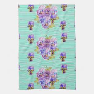 Shabby Chic Aqua Pansy Floral Cuisine Serviette Th