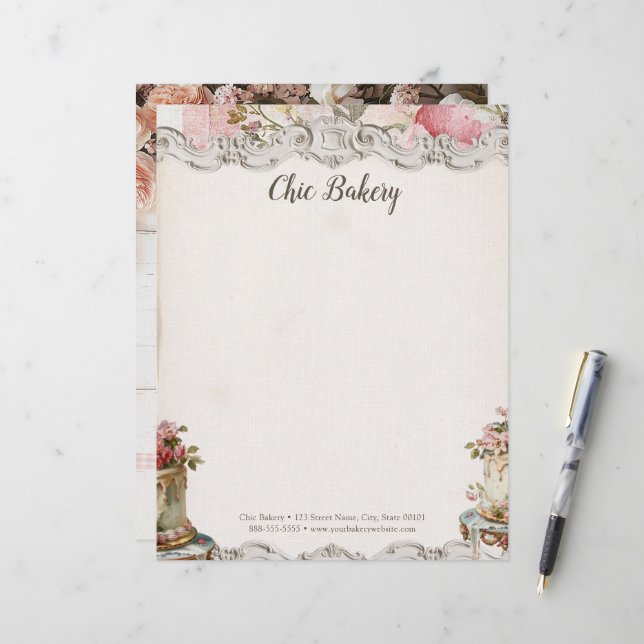 Shabby Chic Bakery Cottage Vintage Letterhead (Front/Back In Situ)
