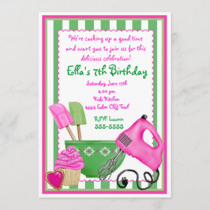 Shabby Chic Baking Birthday Invitations