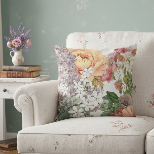 Shabby Chic Beautiful Wildflowers Throw Pillow (Creator Uploaded)
