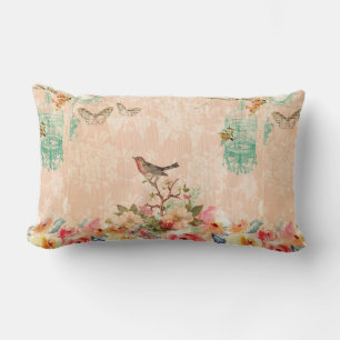 Shabby chic, bird,butterfly,lace,floral,country ch lumbar pillow