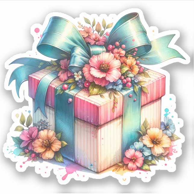 Shabby Chic Birthday Gift Watercolor (Front)