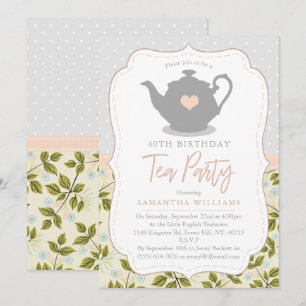 Shabby Chic Birthday Tea Party Invitation