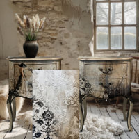 Shabby Chic Black & Beige Raised Demask Background