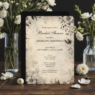Shabby Chic Black Floral Bridal Shower Invitation