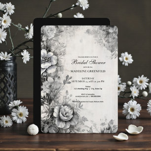 Shabby Chic Black Floral Bridal Shower Invitation