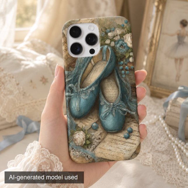 Shabby Chic Blue Ballet Slippers and Roses Case-Mate iPhone Case (Creator Uploaded)