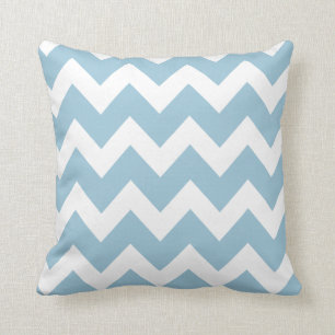 Shabby Chic Blue Chevron Pattern Throw Pillow