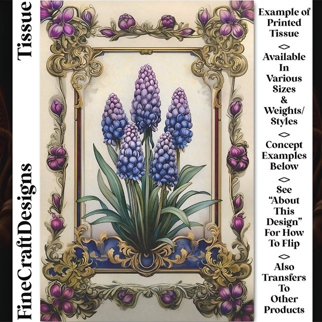 Shabby Chic Blue Purple Hyacinth DA3 Decoupage Tissue Paper (Creator Uploaded)